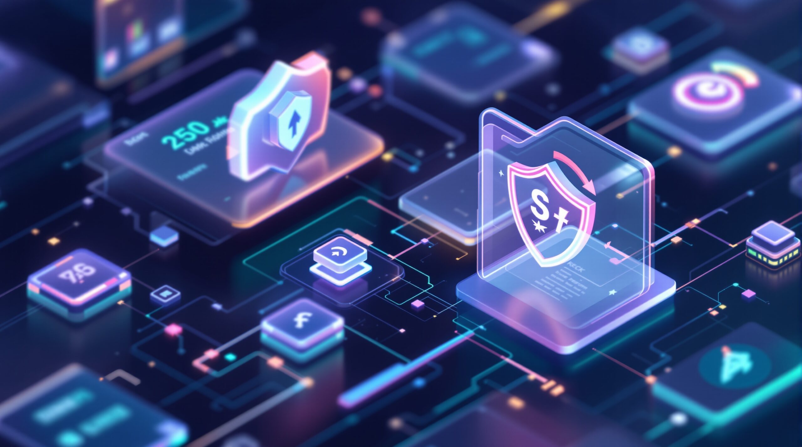 빠르고 안전하게 웹사이트를 운영할 수 있도록 돕는 매니지드 워드프레스 호스팅의 개념적인 이미지를 묘사하는 그래픽. 서버와 보안, 최적화를 상징하는 요소들이 추상적으로 어우러져 있습니다.